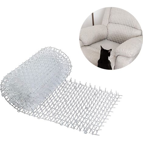 Tapis anti-chat en rouleau, répulsif pour chats, filet anti-chats, filet d'isolation pour toit de balcon anti-animaux domestiques 200 cm x 30 cm (blanc) (1/5)