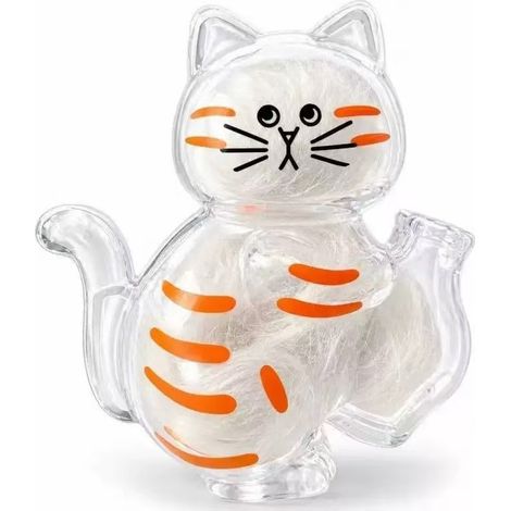 Cute kitten fur and whiskers transparent storage box, cat-shaped creative refrigerator magnet, orange cat design (magnetic).