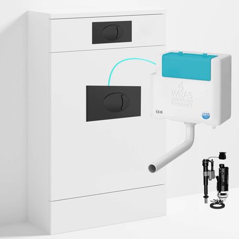 Gloss White 500 x 200mm Back to Wall WC Unit with Concealed Toilet Cistern Set - Bottom Entry (1/4)