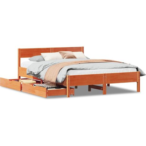 Maison Exclusive - Cama sin colchón madera maciza de pino marrón (1/5)