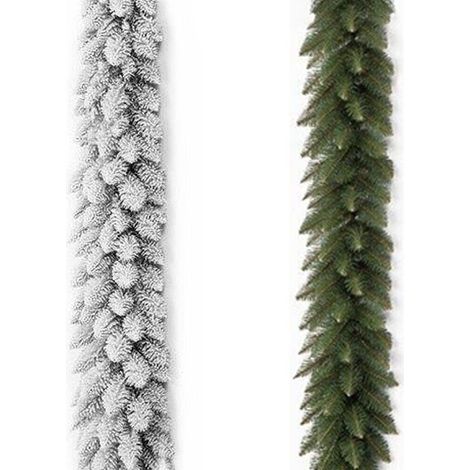 Ghirlanda di natale festone bianco innevato verde 200 cm decorazione casa vetrina negozi bar hotel artificiale realistico - MISURA: verde (1/5)