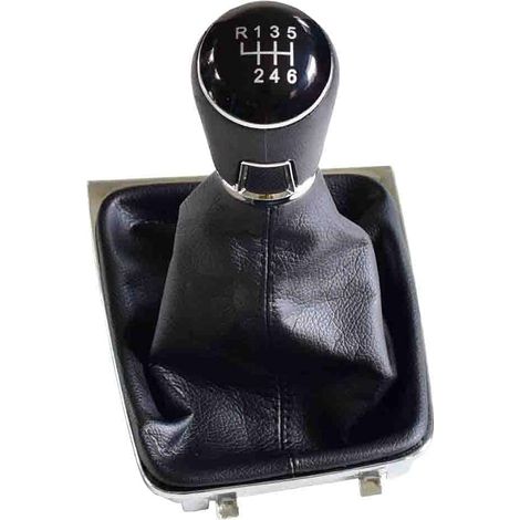 Pommeau de levier de vitesse manuel avec soufflet en cuir noir pour Golf 7 MK7 2013 2014 2015 2016 2017 (6 vitesses) (1/4)