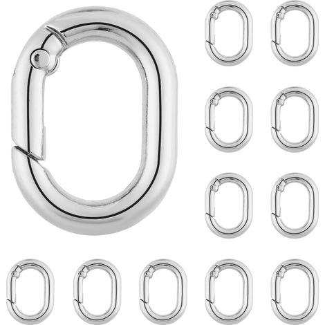 Lot de 12 mousquetons ovales à ressort pour porte-clés, randonnée et escalade. (1/5)