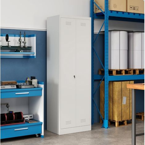 Armoire de rangement 60x40x165 cm en acier blanc crème, avec rangement pour garage FloraGrace (1/5)