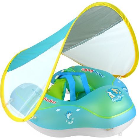 6-36 Months - L-Inflatable Baby Float with Sunshade, Baby Swimming Ring, Baby Pool Seat for Children (1/4)