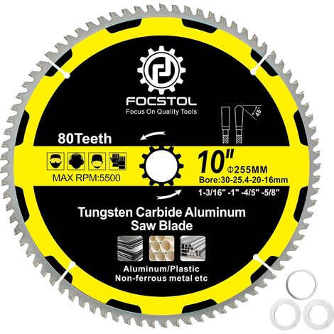 Aluminium Circular Saw Blade 255 mm x 30 mm – Cutting Disc for Aluminium 80 Teeth for Cutting Non-Ferrous Metals Plastic (1/5)