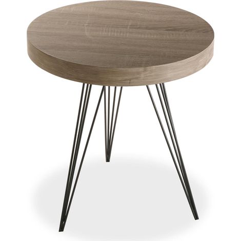 Table d'appoint pour Le Salon, la Chambre ou la Cuisine. Table Basse auxiliaire Moderne, Dimensions (H x l x L) 55 x 50 x 50 cm, Bois et métal, Couleur: Marron et Noir (1/5)