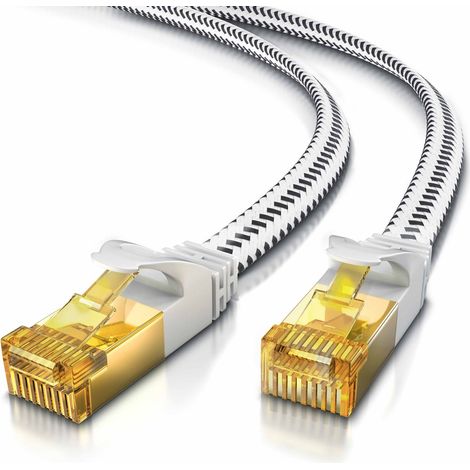 Primewire Flachbandpatchkabel CAT 7 mit Baumwollummantelung - Gigabit Ethernet LAN Kabel - 10 Gbit/s - U/FTP PIMF Schirmung - Netzwerkkabel - 30m (1/5)