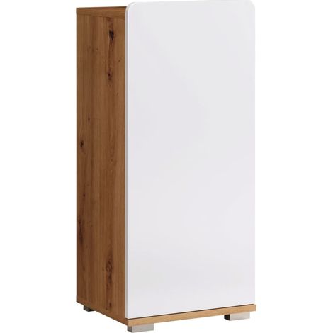 trendteam smart living - Cassettiera da bagno - Bagno - Ciara - Dimensioni di montaggio (L x A x P) 37 x 82 x 31 cm - Colore Bianco lucido con rovere Artisan - 210980207 (1/5)