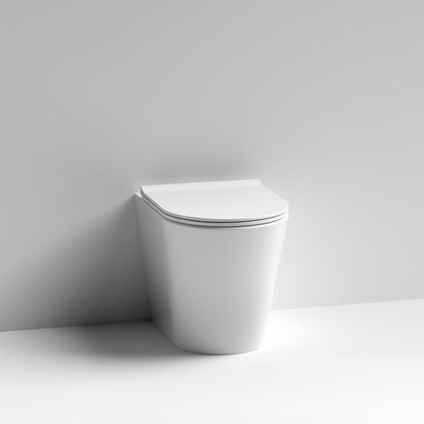 Nuie Fenton Round Rimless Back to Wall Toilet - Soft Close Seat