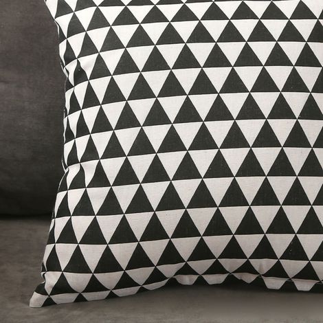 Sofakissenbezug, Deko-Accessoires, Leinen, nordischer Stil, Alltagsgebrauch, Heimtextilien, schwarzes Dreieck 45x45 (1/4)