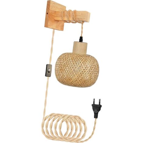 Applique murale en bambou, lampe de chevet en bambou pour la lecture, salle de bain, salon (1/4)