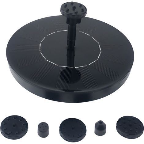 Irovami Bomba de agua solar para fuentes – 6 boquillas, flotante, hasta 65 cm de altura – Para baños de pájaros, estanques, jardines, peceras (1/5)