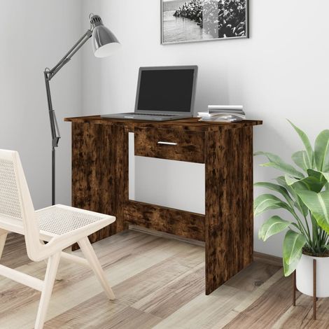 Desk Smoked Oak 100x50x76 cm Engineered Wood vidaXL (1/5)