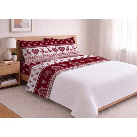 Completo Lenzuola Letto In 100% Cotone Made Italy Disegno Stube, misuraPiazza E MezzacoloreStube (1/5)
