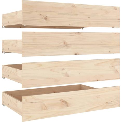 Letto contenitore con cassetto e rotelle set da 4 in legno di pino TDL0206813