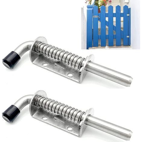 2 Pièces Loquet à Ressort, Verrou Porte de Garage, Loquet Ressort Inox, Loquet Ressort Robuste, Verrou de Porte à Boulon, pour Porte de Garage, Portes de Jardin, Placard, 10 X 128mm (1/5)