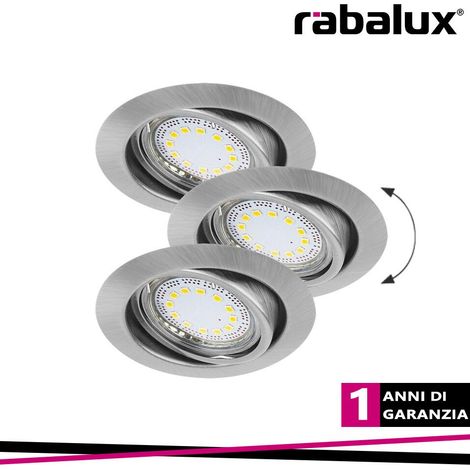 Kit 3 faretti incasso orientabili Rabalux Lite GU10 cromo (1/3)
