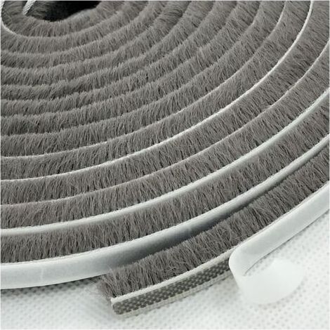 Brosse de joint d'étanchéité pour fenêtres/portes coulissantes, côté cadre (33 pi x 11/32 po de support x 11/32 po de brosse, gris) (1/5)