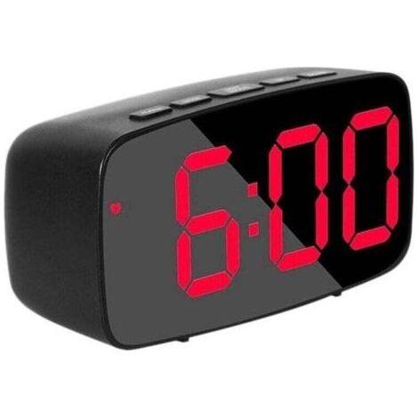 RéVeil NuméRique Intelligent de Chevet, Horloge de Bureau USB de Voyage à LED Rouge avec RéPéTition de TempéRature de Date 12 / 24H pour Chambre à Coucher, Noir (1/4)