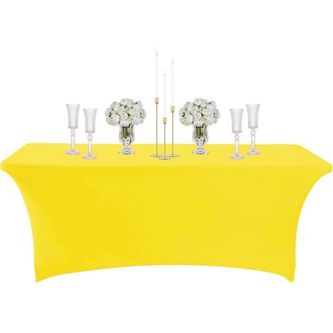 Elastische Tischdecke Gelb 122cm Abwaschbar & Wasserabweisend für Partys