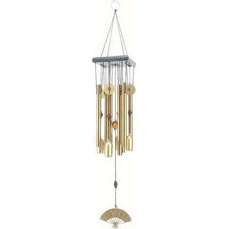 Carillons d'extérieur en cuivre antique extra large - Tubes en alliage d'aluminium harmonieux pour jardin, cour, maison - Décoration murale et artistique résistante à la rouille (Fan) (1/5)