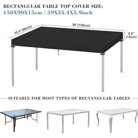 Funda para mesa de jardín de 150 x 90 x 15 cm, tela Oxford 420D, impermeable, resistente a los rayos UV.