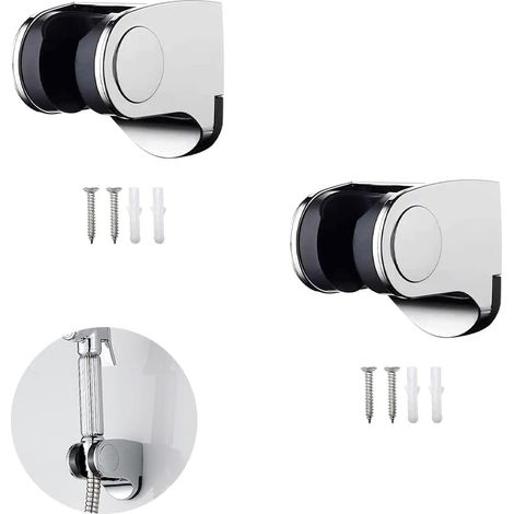 2 Pièces Support de Pommeau de Douche Fixation Réglable Support Mural Pommeau de Douche avec Vis et Boulons D'expansion pour la Maison et L'hôtel (1/5)