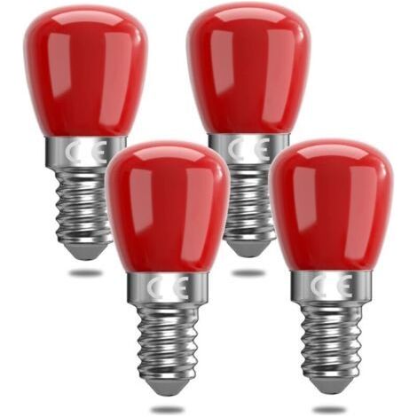 Lot de 4 ampoules LED rouges E14 3 W E14, ampoules LED décoratives rouges E14, 25 W de rechange, convient pour l'éclairage ambiant, Halloween, Noël [Classe énergétique F] (1/4)