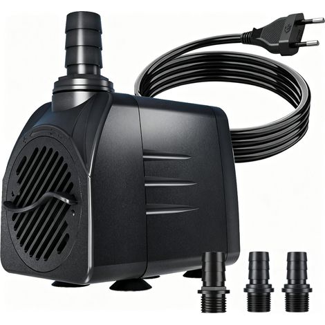 Pompe Submersible 25W 1800L/H, Ultra-Silencieuse & Anti-surchauffe Câble 2 m, Pompe avec Interrupteur Réglable pour Étang, Fontaine, Aquarium et Systèmes Hydroponiques, Norme britannique (1/5)