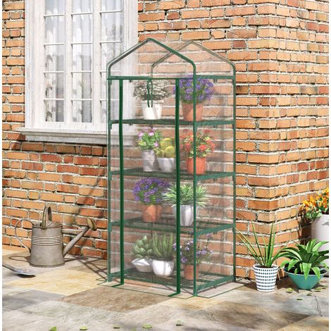 Foliengewächshaus 70x50x160 cm transparent Stahl mit 4 Regalböden (1/5)