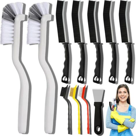 Ensemble de brosses de nettoyage pour recoins, adapté aux cuisines, salles de bains, coins, joints de carrelage, éviers, etc., 11 pièces. (1/5)