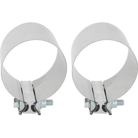 2Pcs Manchons de Raccord Échappement en Acier Inoxydable, Colliers de Bande avec Boulons pour Tube 4 Pouces, Serre-joints Silencieux Universels (1/5)
