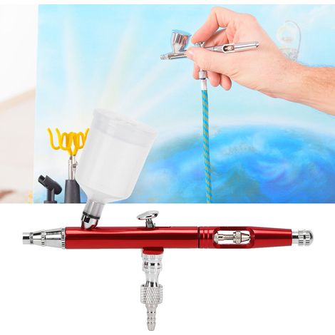 Pistolet à Peinture Pneumatique AR131 - Aérographe Professionnel pour Art et DIY - Outil de Pulvérisation Rouge (1/4)