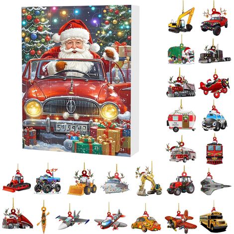 Ornement De Voiture Pour Compte À Rebours De Noël - Décoration De Sapin De Noël - Boîte Cadeau Pour Enfants - Lot De 24 Pièces (1/5)