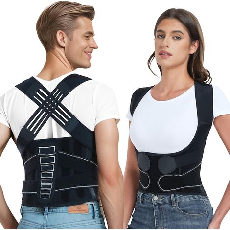 Corsetto per la correzione della colonna vertebrale Adatto a uomini e donne, supporto per collo, spalle, schiena, colonna vertebrale, clavicola, con funzione di raddrizzare la schiena-SL (1/5)