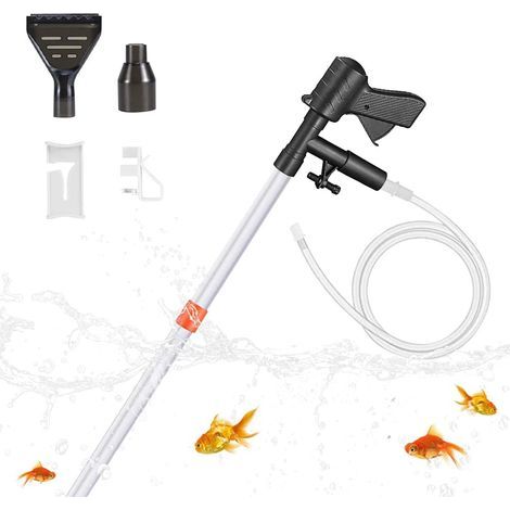 Aquarium Gravel Cleaner, 3 en 1 Changeur d'eau D'aquarium, avec Bouton de Pression d'air et contrôleur de débit d'eau pour changer l'eau, laver le sable, les algues d'aquarium (1/5)