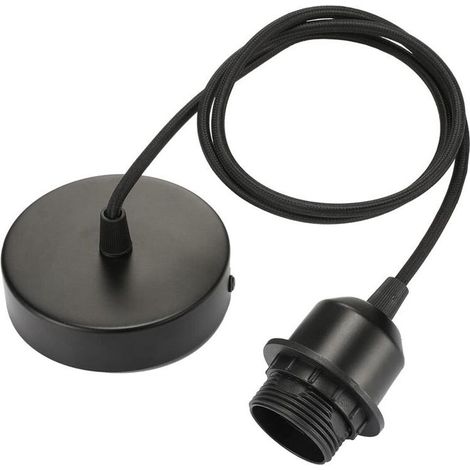 Suspension design textile réglable 100 cm – Douille E27, 60 W, 220–240 V – Câble noir élégant pour abat-jour (1/5)