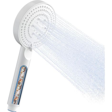 Pommeau de Douche Anti Calcaire Multi-niveaux, 6 Modes Pommeau Douche Haute Pression, Universel Douchette avec Filtre Economie d'eau, pour Eau Dure, Facile à Nettoyer, Blanc (1/5)