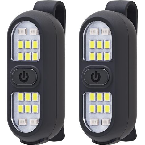 Set mit 2 wiederaufladbaren Clip-On-Lauflichtern, Sicherheitslicht für Läufer, Freisprech-Taschenlampe, blinkende LED-Arbeitsleuchte zum Joggen, Spazierengehen, Campen und Wandern