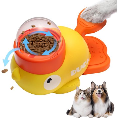 Distributeur Croquettes Chien, Mangeoire à Canards Jaunes, Jouet Interactif 2 en 1 pour Chien et Chat, Distributeur de Friandises de Compagnie, Jouet Distributeur de Friandises (1/5)