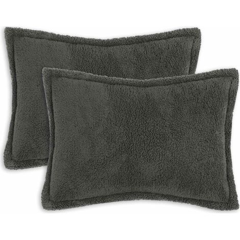 Funda de almohada 2 pcs HOUTEN Gris oscuro 50 x 80 cm Bouclé vidaXL (1/5)