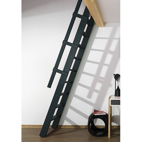 Klappbare Raumspartreppe: Breite 55cm - Einstiegshöhe 3m - Anthrazit (RAL 7016) - MSP/R7016