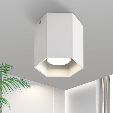 GBLY Aufbaustrahler Spots Deckenleuchte Weiß: Deckenspots Aufbauspot Modern Deckenlampe Aufputz Aufbau Deckenstrahler GU10 aus Aluminium Flurlampe Spotleuchte für Esszimmer (Ohne Leuchtmittel)