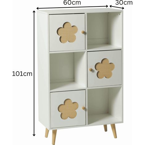 Daisy Cube Storage Cabinet 3 Doors 3 Shelves Home Organiser Unit White (1/5)