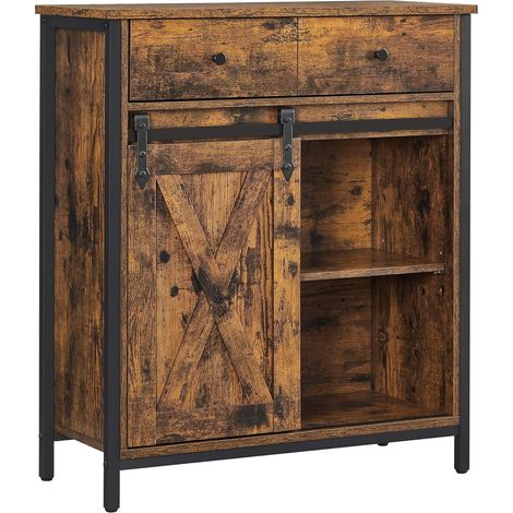 Commode - Leobert - Brun Rustique/Noir - 70 X 30 X 80 Cm