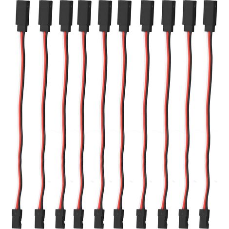 10 Stück 3-poliges Servo-Verlängerungskabel für Modellauto-Servotreiber, Messing-Innenkern, 200 mm, Stecker auf Buchse (1/5)