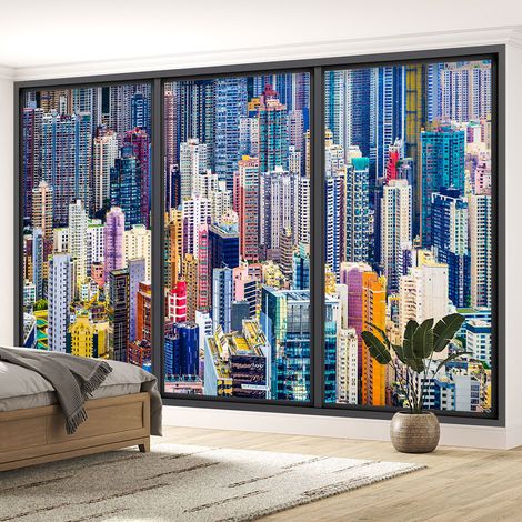 Papier peint panoramique Trompe l'oeil baie vitrée - New york - 130 cm x 78 cm (1/5)