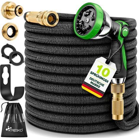 Tuyau d'arrosage flexible et extensible 22,5m – 3 embouts en latex – Résistant aux UV – Pour arrosage professionnel (1/4)