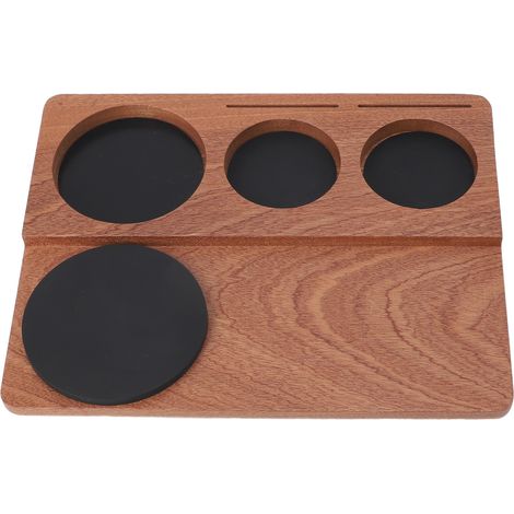 Station de tassage de café avec support antidérapant en bois pour porte-filtre de 51 mm, 54 mm et 58 mm et distributeur de café filtre. (1/5)